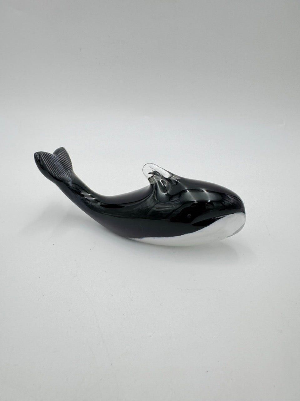 Langham Glass Dolphin Figurine, Speckled, Hand Blown, Vintage